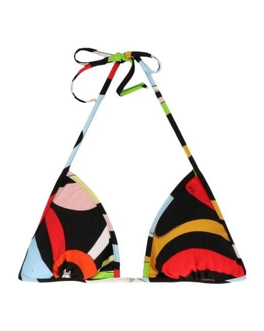 Emilio Pucci Red Marmo-Print Bikini Top