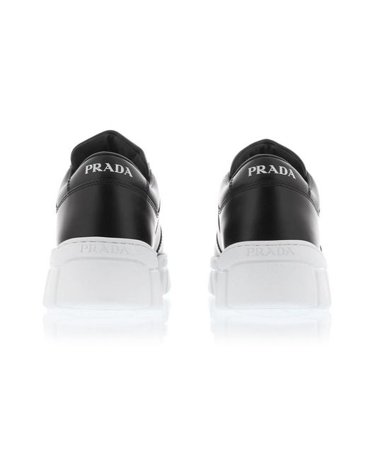 Prada Black Logo-Plaque Lace-Up Sneakers for men