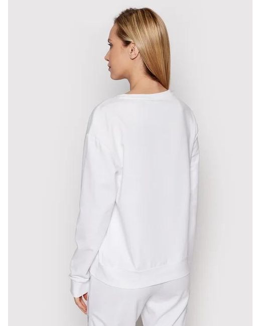 EA7 White Round Collar Logo Sweater