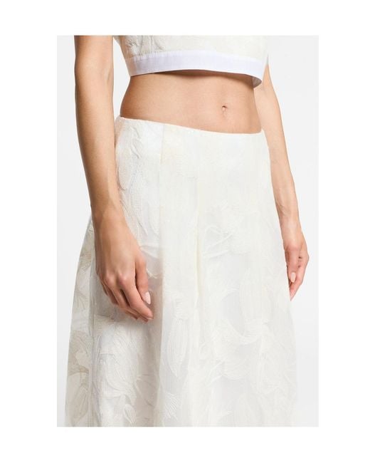 Peserico White Floral Print Pleated Skirt