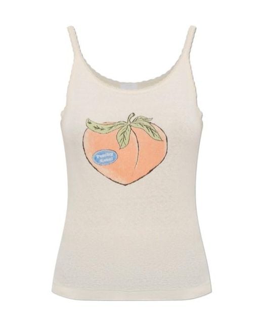 Re/done White Lace Strap Tank Top