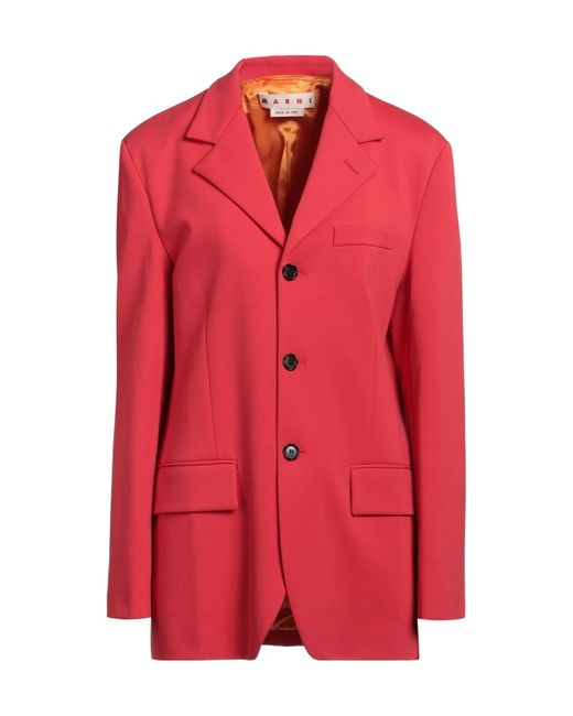 Marni Red Single-Breasted Blazer