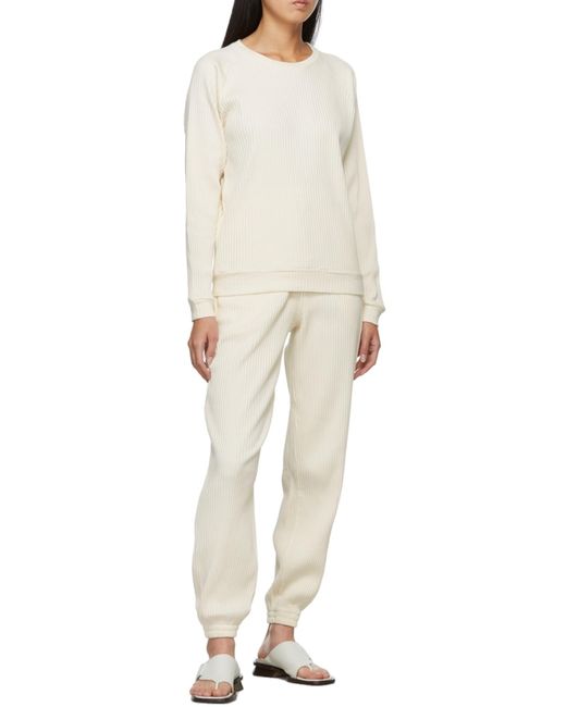 Baserange White Crew Neck Ribbed Sweatshirt