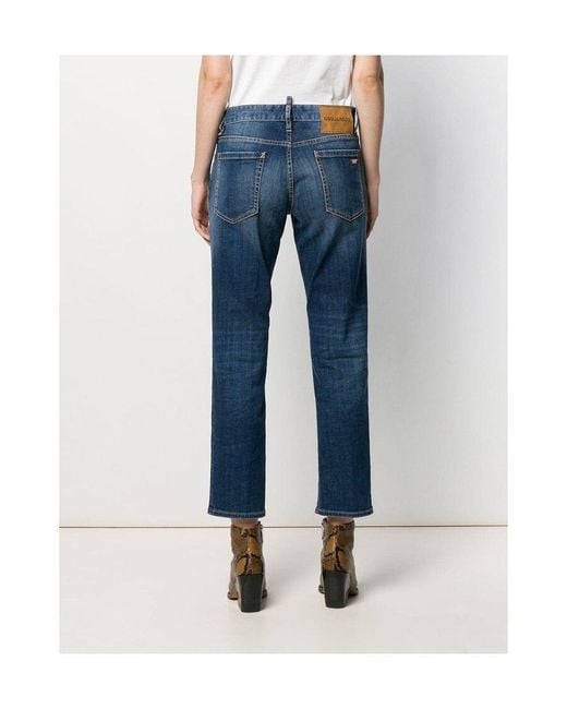 DSquared² Blue Mid-Rise Cropped Jeans