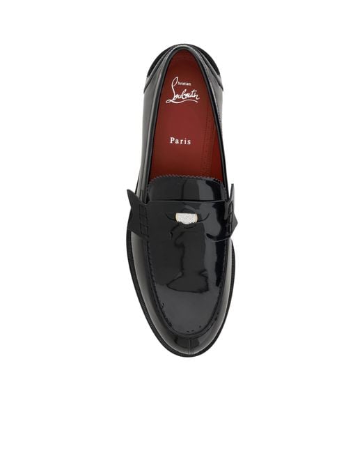 Christian Louboutin Black Embellished Plaque Round-Toe Loafers for men