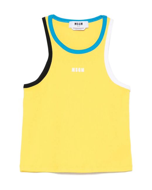 MSGM Yellow Contrast-Trim Tank Top