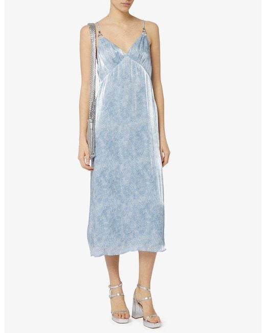 MICHAEL Michael Kors Blue Allover Print Spaghetti Strap Dress