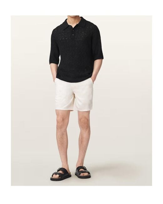 AllSaints Black Short-Sleeved Polo Shirt for men
