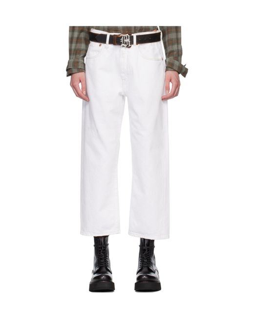 R13 White Belt Loop Jeans