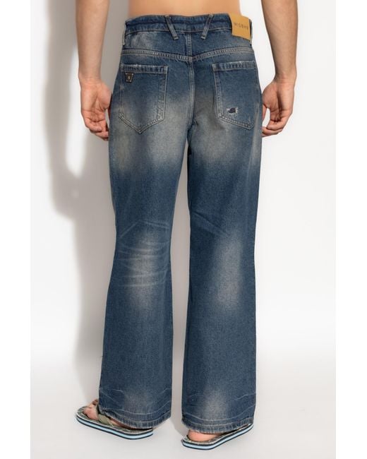 M I S B H V Blue Logo Plaque Distressed Jeans for men