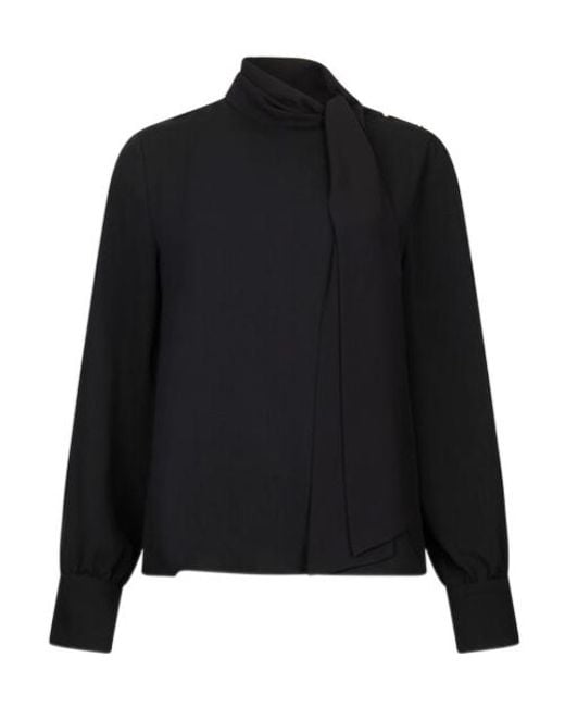 Liu Jo Black High-Neck Button-Detail Blouse