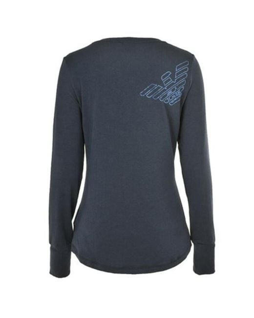 EA7 Blue V-Collar Long-Sleeved T-Shirt