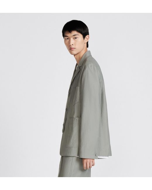 Dior Gray Homme Collared Button-Up Work Jacket for men