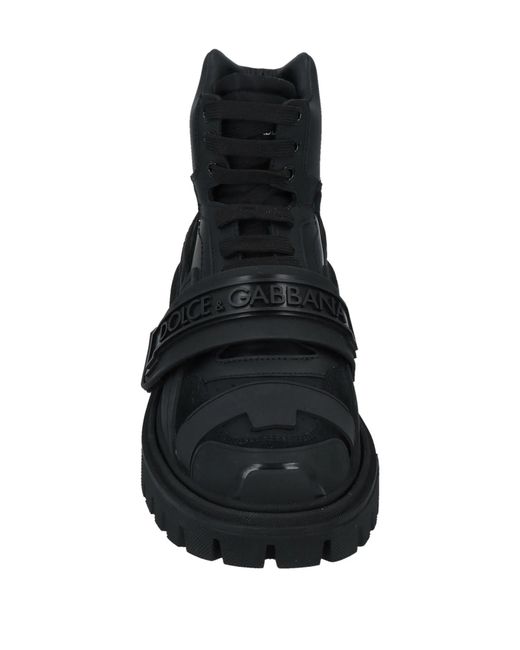 Dolce & Gabbana Black Solid Suede Platform Boots
