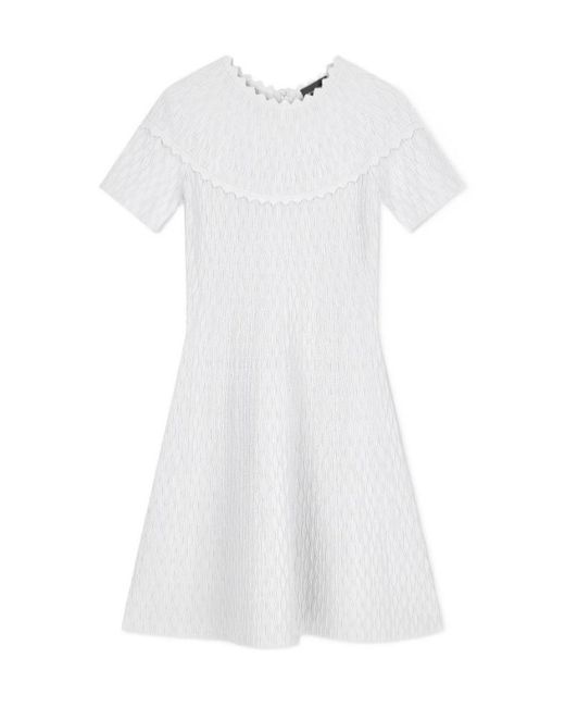 Emporio Armani White Short-Sleeved, Cropped, Round-Neck Dress
