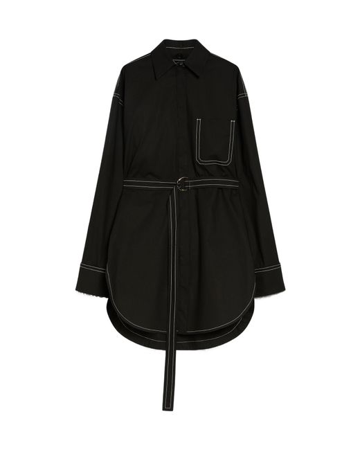 Sportmax Black Detachable-Detail Long Poplin Shirt