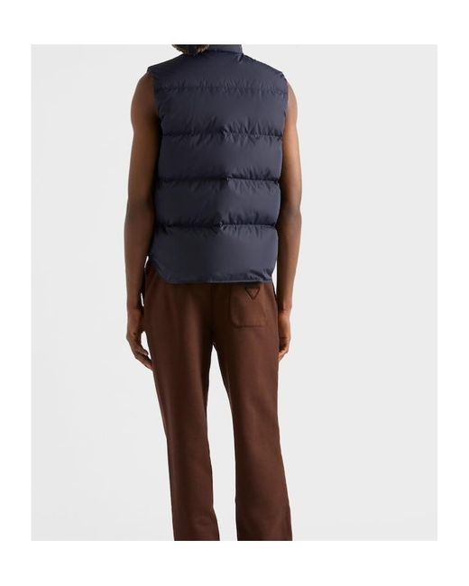 Prada Blue High-Neck Padded Gilet for men
