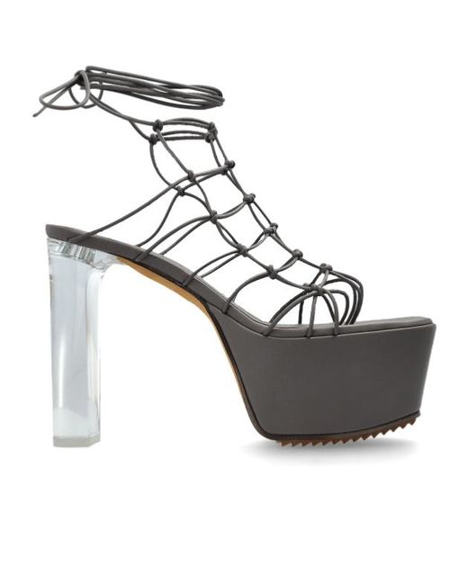 Rick Owens Metallic Hollywood Runway Web Platform Sandals