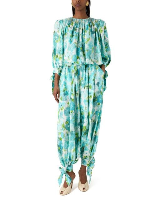 Chloé Blue Wide Printed Pants