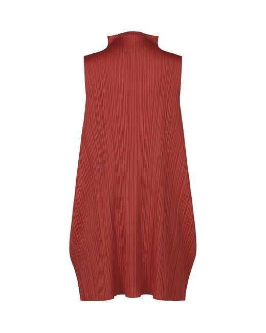 Pleats Please Issey Miyake Red Pleats Please Issey Miyake Pleated Tunic Top