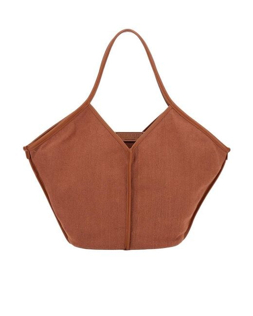 Hereu Brown Top Handle Tote Bag