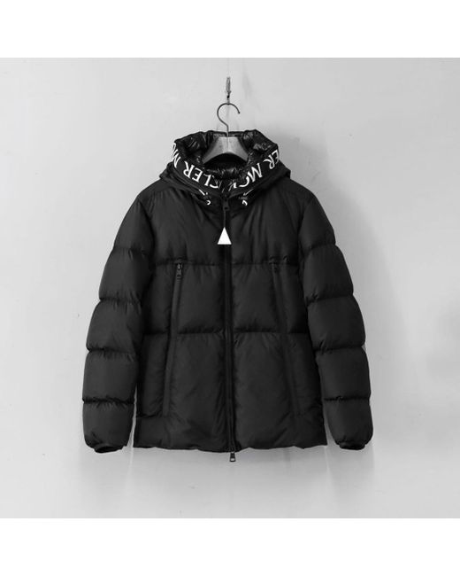 Moncler Black Zipped Hooded Puffer Jacket for men