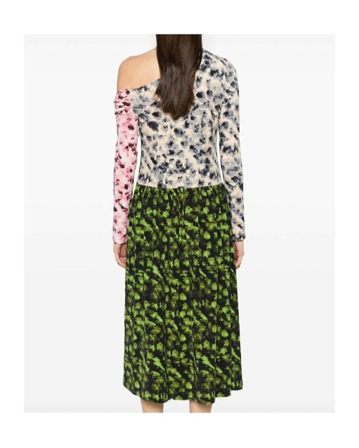 Stine Goya Green One Shoulder Print Dress