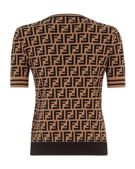 Fendi Brown Fabric Ff Motif Jumper