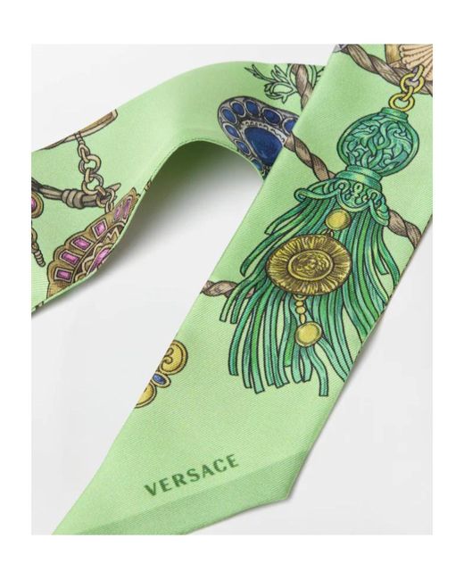 Versace Green Printed Silk Twill Ribbon for men