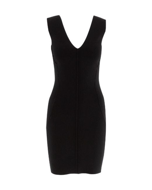 Rick Owens Black Thank V-Neck Midi Dress