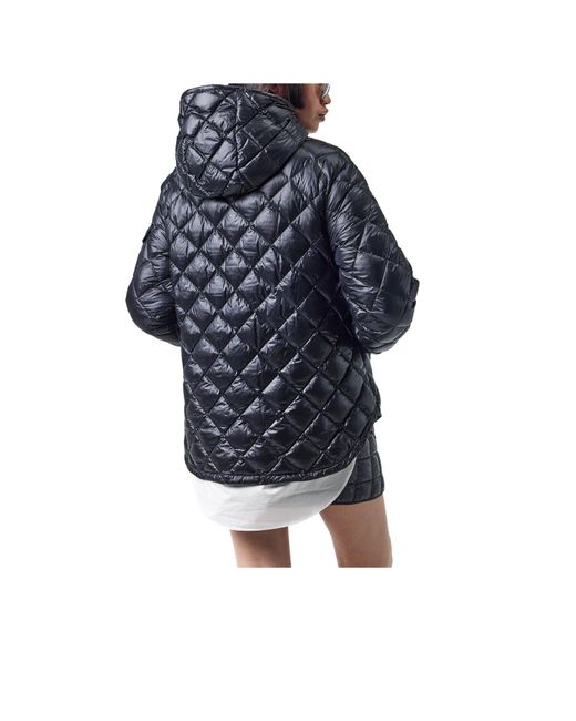 Moncler Blue Diamond-Quilted Hooded Puffer Jacket
