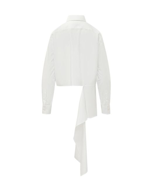 MSGM White Asymmetric Tail Detail Shirt