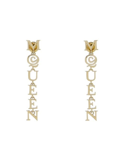 McQueen White Logo Pendant Earrings