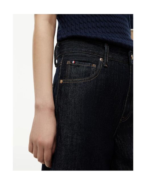 Tommy Hilfiger Blue High Rise Straight Denim Bermuda Shorts