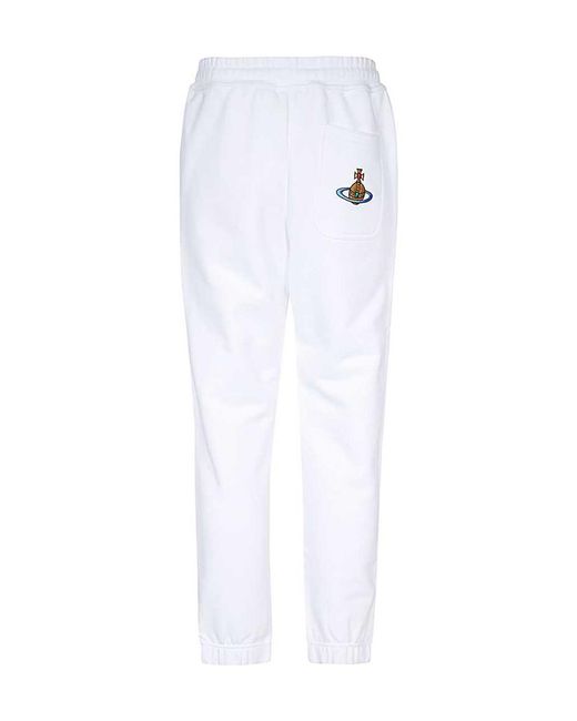 Vivienne Westwood White Orb Embroidered Drawstring Track Pants for men