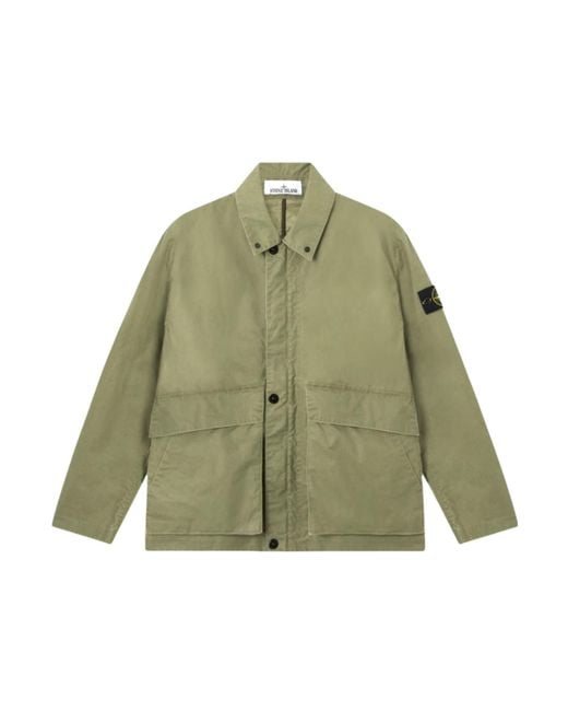 Stone Island Green S0290 4100054 Waxed Pigment Cotton Tela Jacket for men