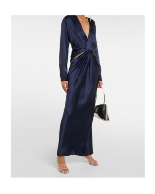 Christopher Esber Blue Triquetra Twist Silk Maxi Dress