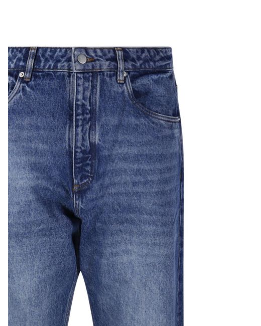 Studio Nicholson Blue Riso Logo Patch Straight Leg Jeans for men