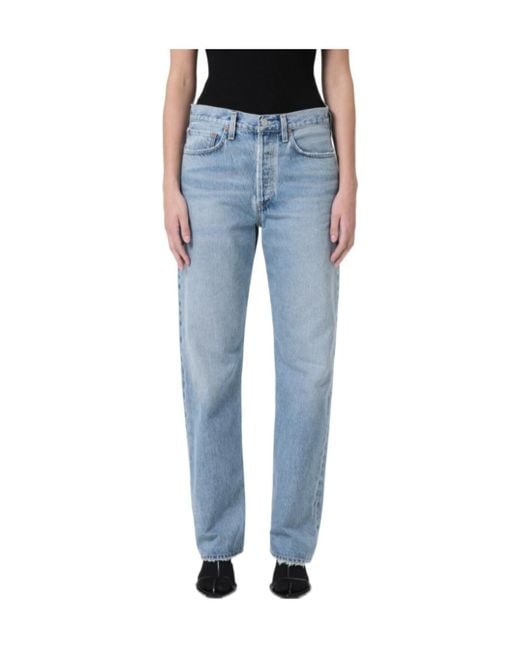 Agolde Blue Kelly High-Rise Straight Leg Jeans