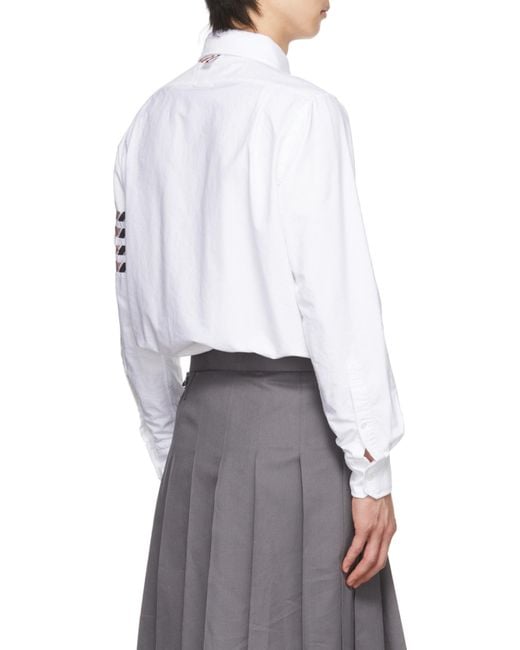 Thom Browne White 4-Bar Oxford Shirt for men