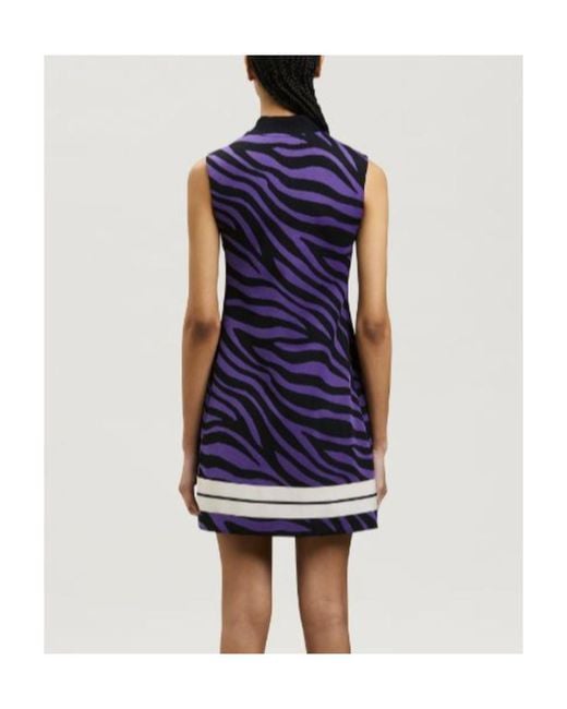 Palm Angels Blue Zebra-Print Shift Minidress