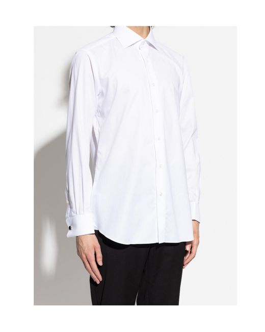 Brioni White Regular-Fit Shirt With Cufflink Cuffs for men