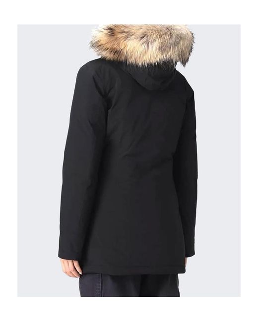 Woolrich Black High Neck Long-Sleeved Parka