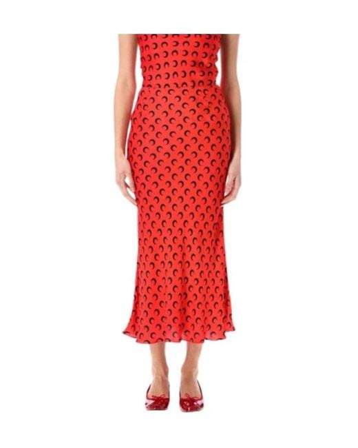 MARINE SERRE Crescent Moon-Print Flared Midi Skirt