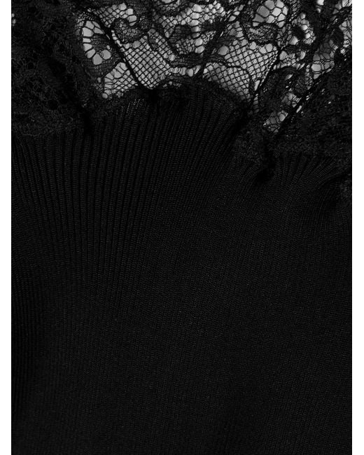 Saint Laurent Black Laced Ribbed Tank Top