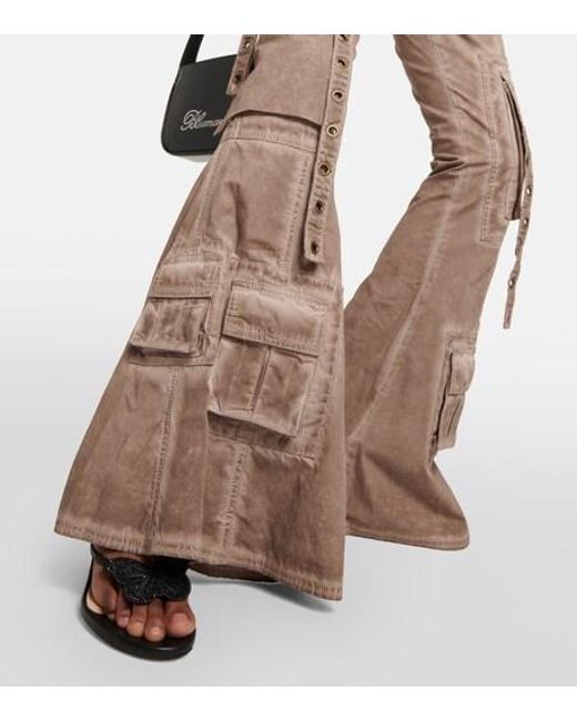 Blumarine Natural Embellished Low-Rise Flared Jeans