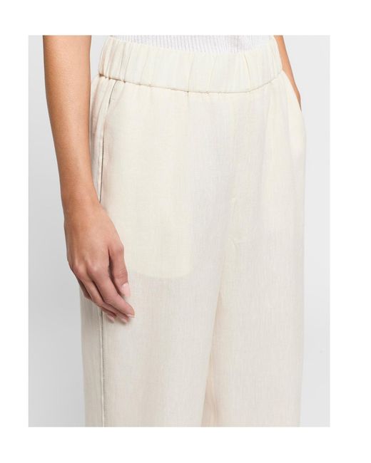 Peserico Natural Embellished Straight-Leg Pants