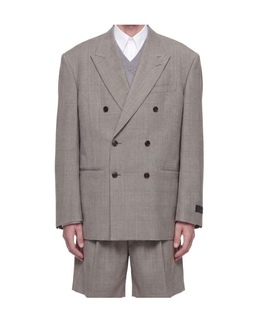 Hed Mayner Gray Double-Breasted Blazer for men