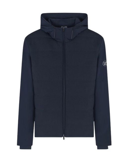 EA7 Blue Hooded Casual Jacket for men