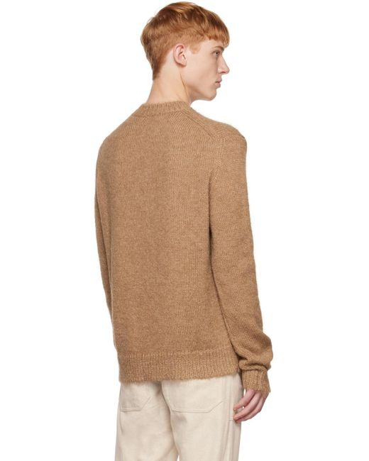 Jil Sander Brown Crewneck Ribbed Hem Jumper for men